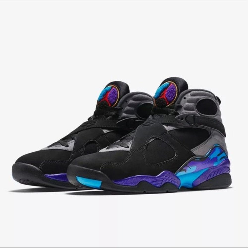 AIR JORDAN 8 RETRO AQUA BLACK PURPLE BLUE AUTHENTIC STREETWEAR SNEAKER 6.5Y RARE